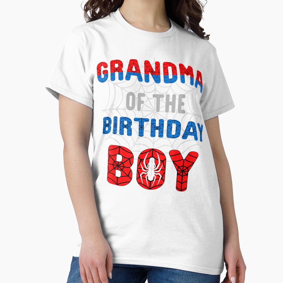 Spider Web Birthday Party Grandma Of The Birthday Boy T Shir by bonbin25