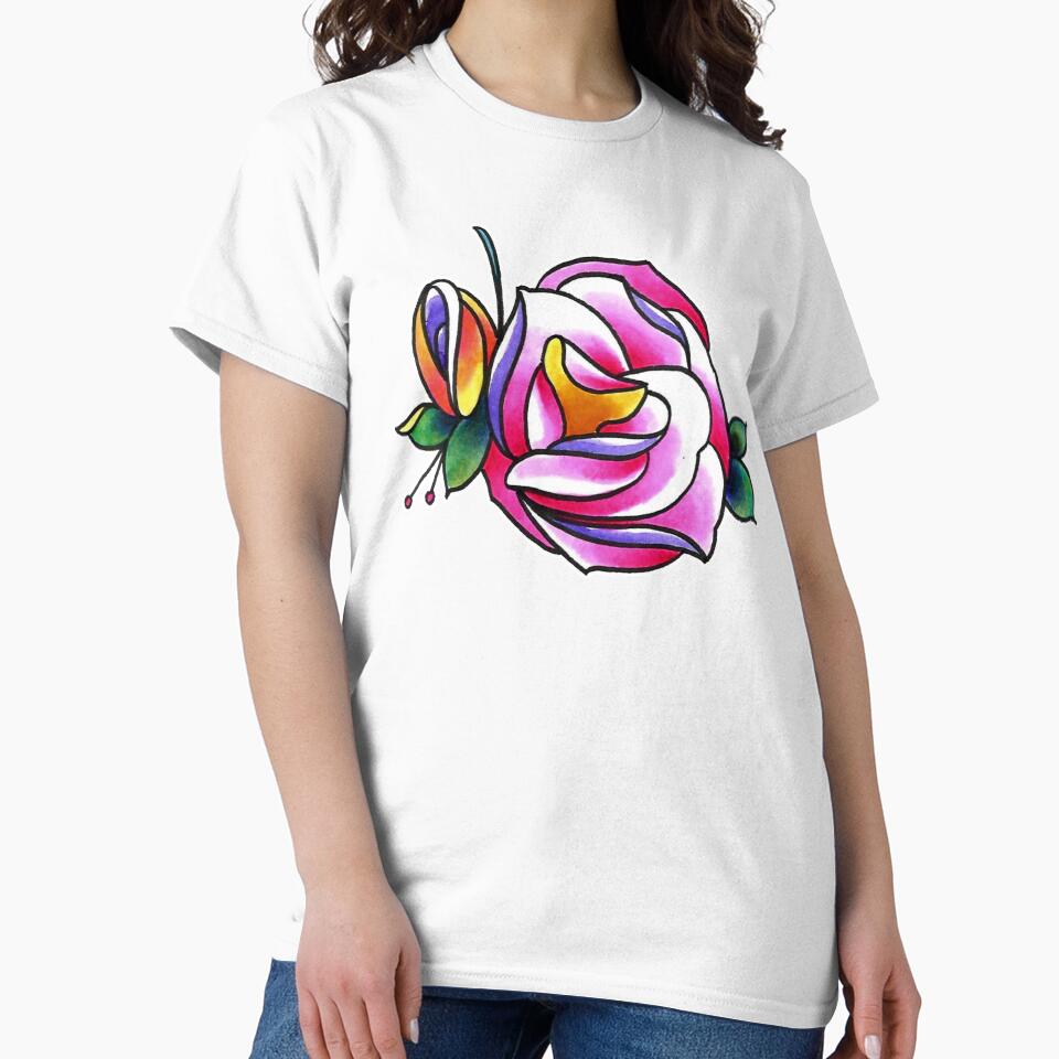 Watercolor Tattoo Inspired Carnation and Rose by Greg Donchatz