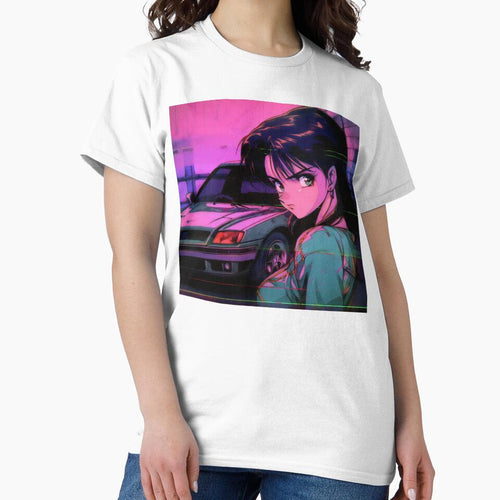 80s Anime Retro Girl Car Japanese Aesthetic Vaporwave by glasseskyodai