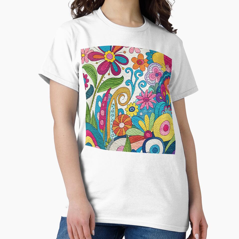 Retro 1960's Colorful Vibrant Floral Hippie Art Designs by DEC02