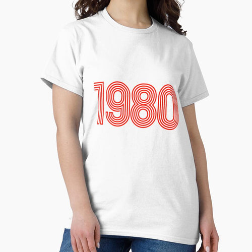 1980 – Neon Red Line Glow / Synthwave Birth Year Tee by Counter Signal