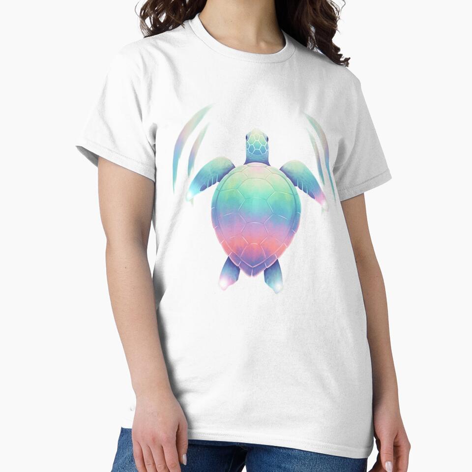 Holographic Pastel Watercolor Sea Turtle by zoughlal