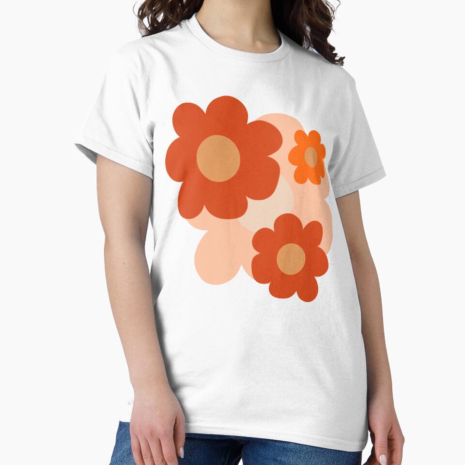Retro Flowers Orange by Julie Woolfolk