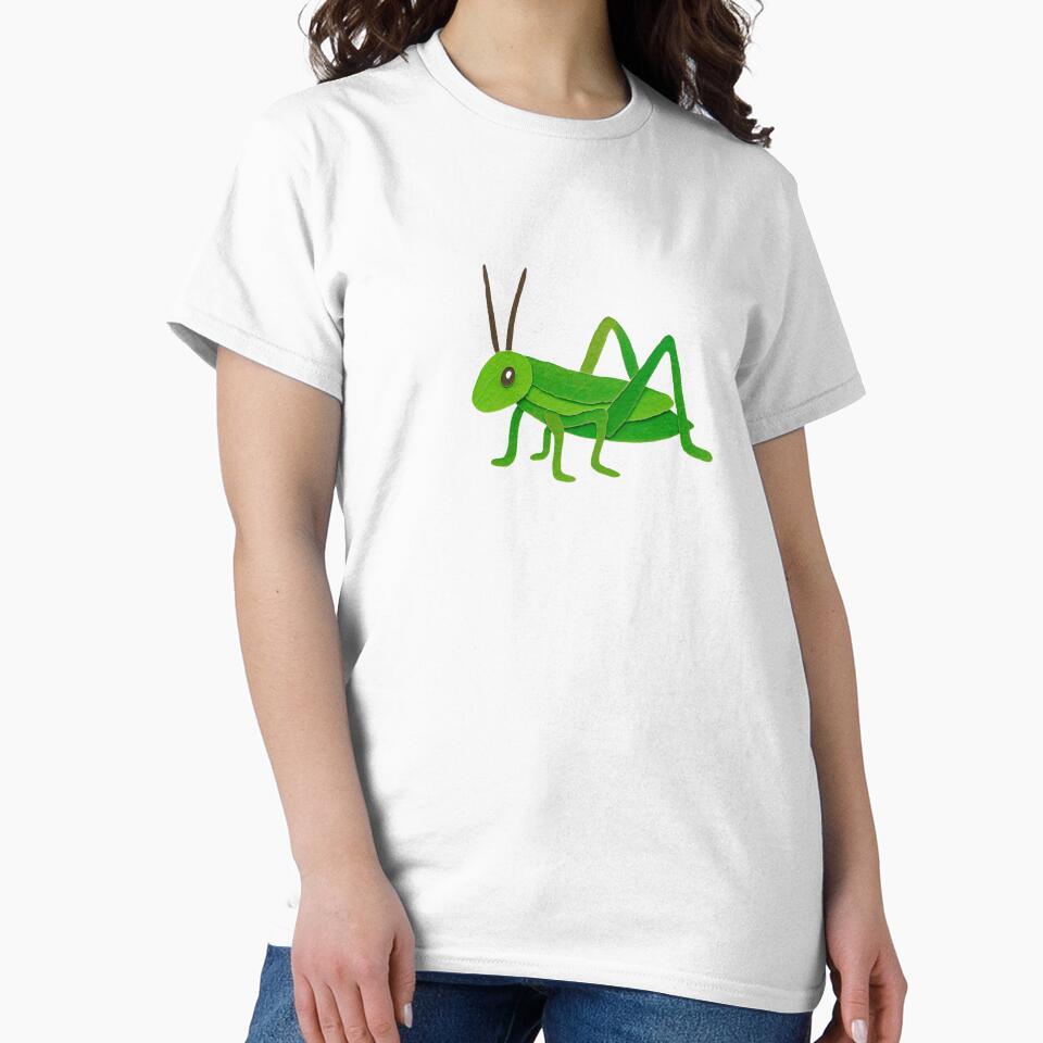 Grasshopper, Adorable Animals Series Paper Collage Kids Illustration by SWSandraWechner