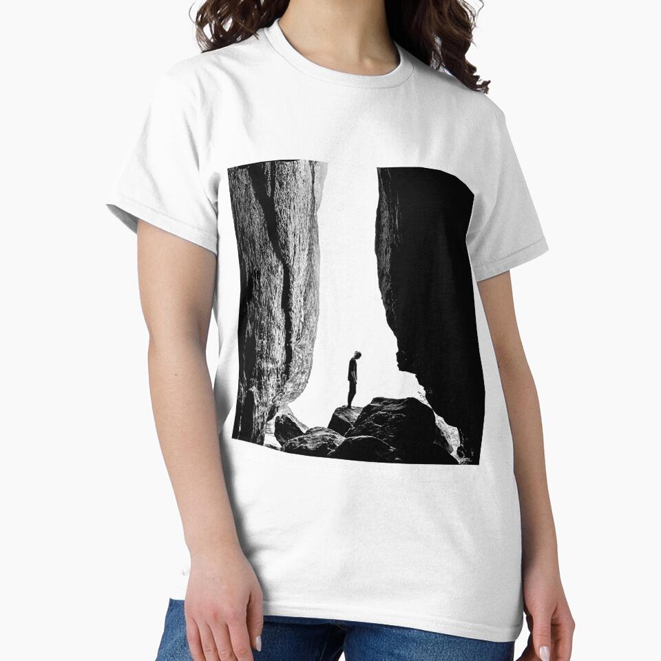 Urban Streetwear – Black and White Minimalist Rock Silhouette Design by sachiniDee