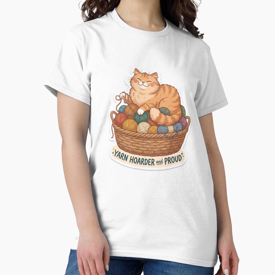 Yarn Hoarder And Proud Funny Knitting Crochet Cat Fiber Arts Gift by marcokawaii