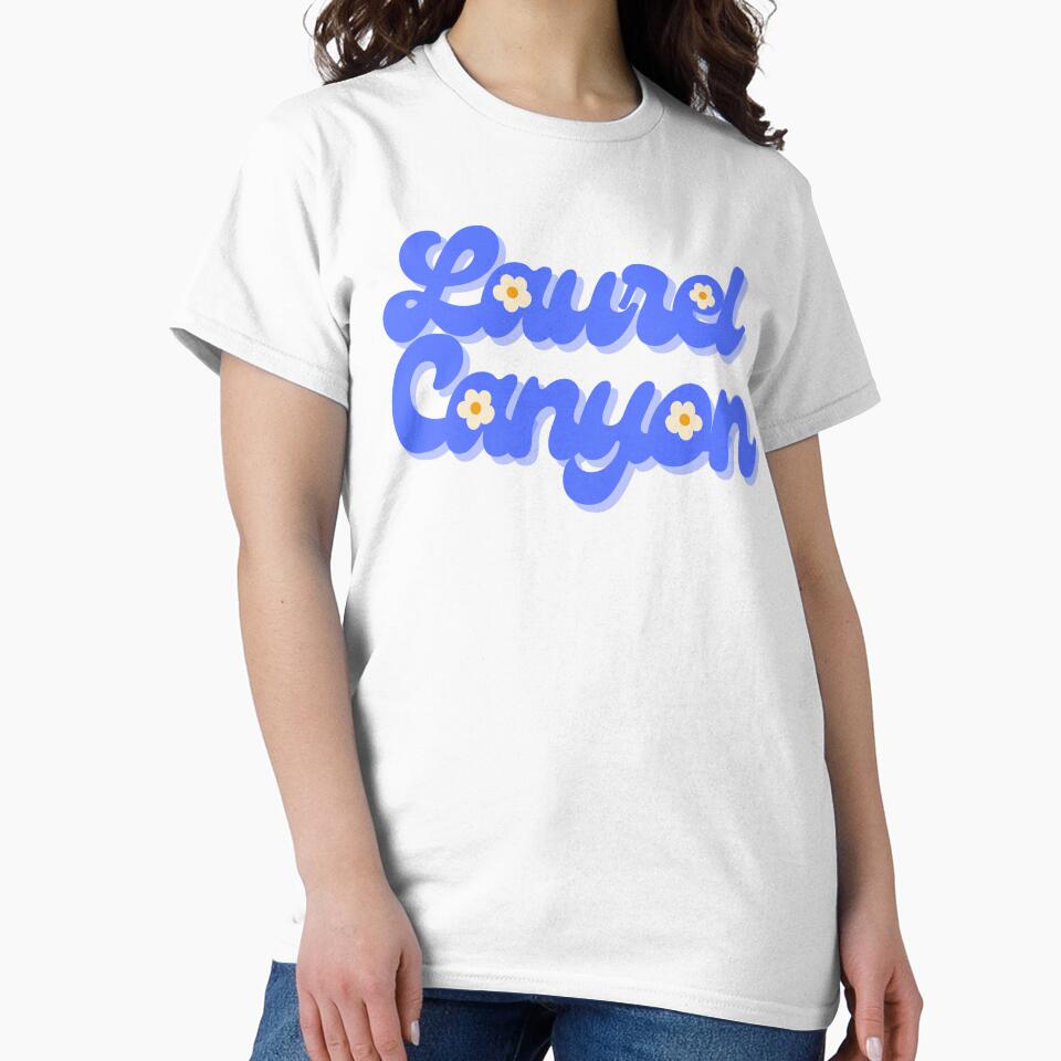 Groovy Blue Laurel Canyon Typography Design Daisy Floral Retro by the-pacific