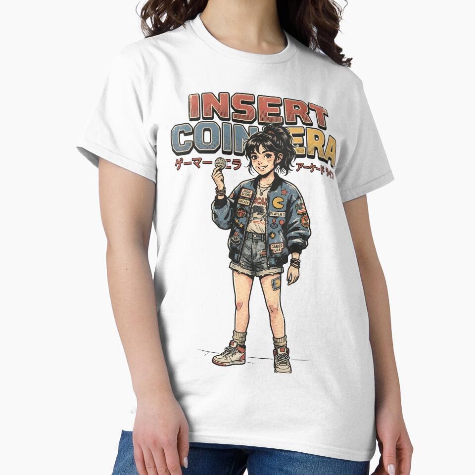 Insert Coin Era – Retro Vintage Arcade Gamer Girl Streetwear by Dhenin Studio