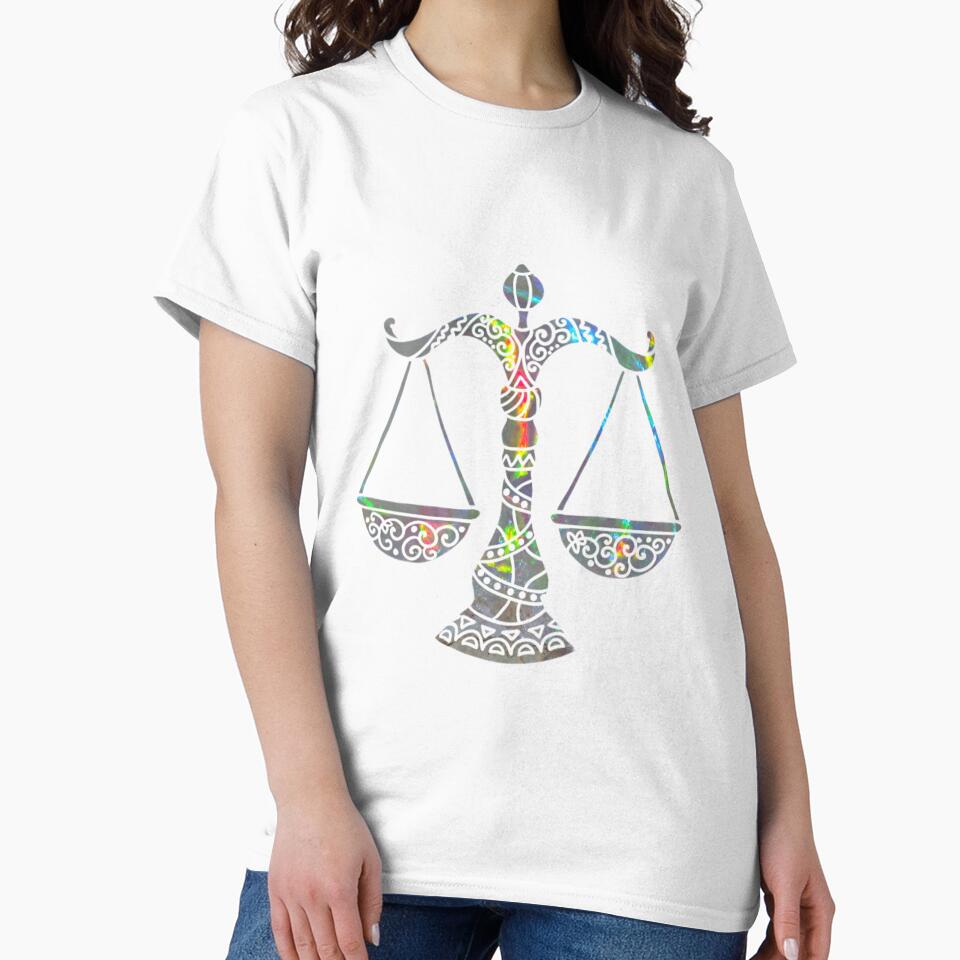 Libra Zodiac Symbol Silhouette Design With October Birthstone Opal Background by TacoRose