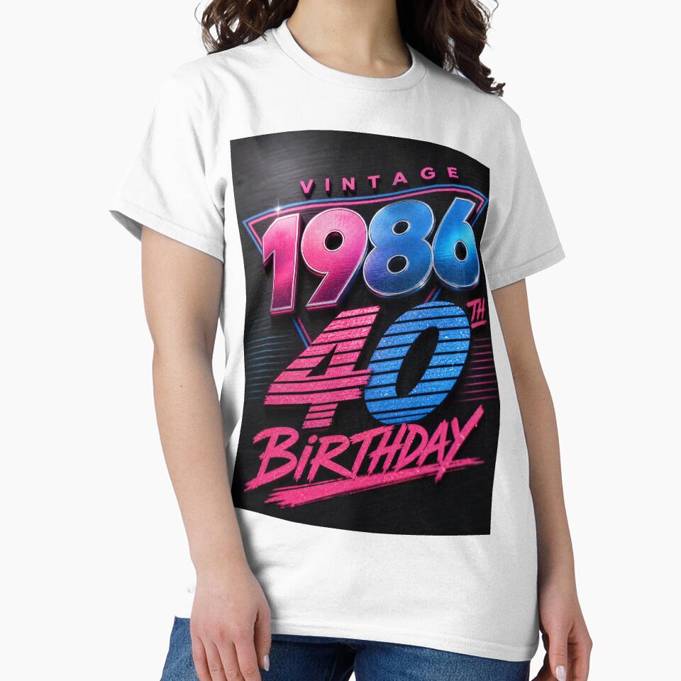 Retro 1986 40th Birthday Neon Glow – 80s Geometric Typography Design by Jandedan