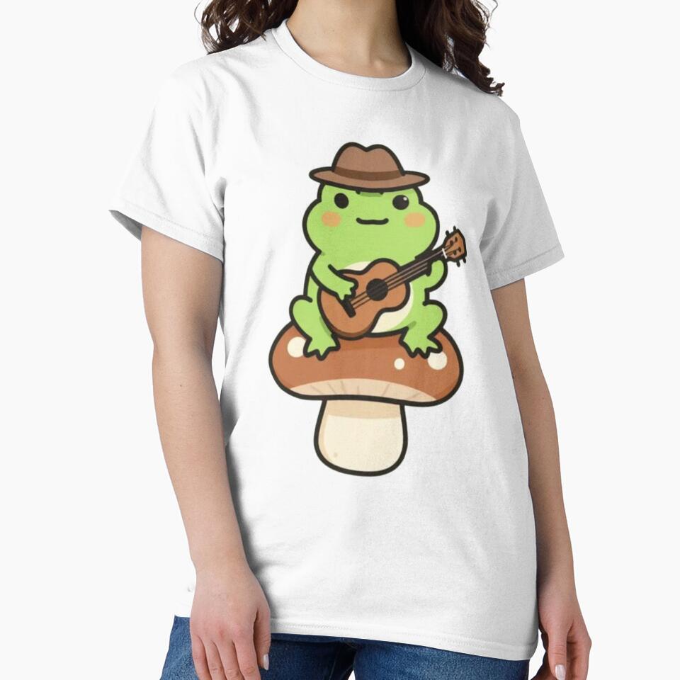 Whimsical Frog – Mushroom Guitar Serenade by Dogandesighn