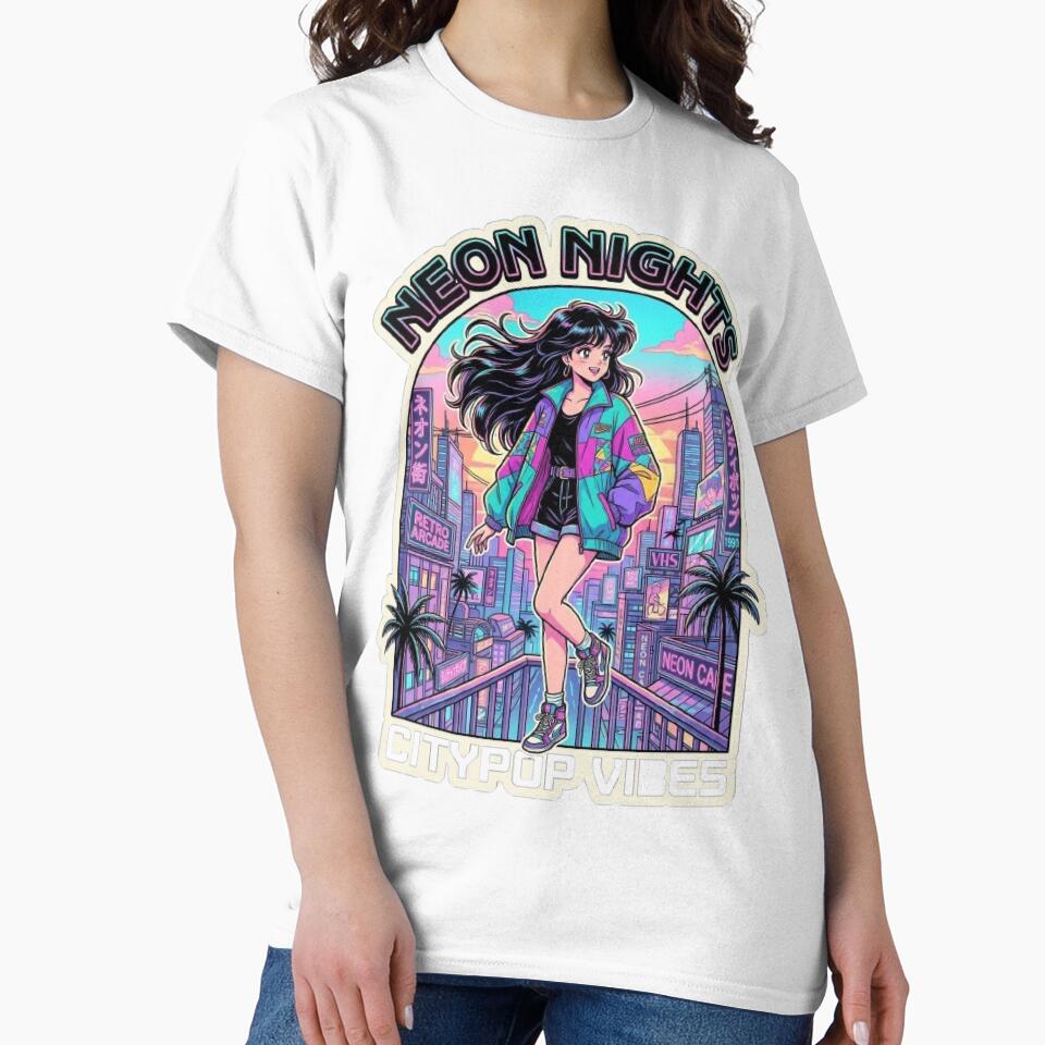 Neon Nights: Citypop Vibes - 90s Retro Anime Girl Aesthetic by ArtisticlyVibes