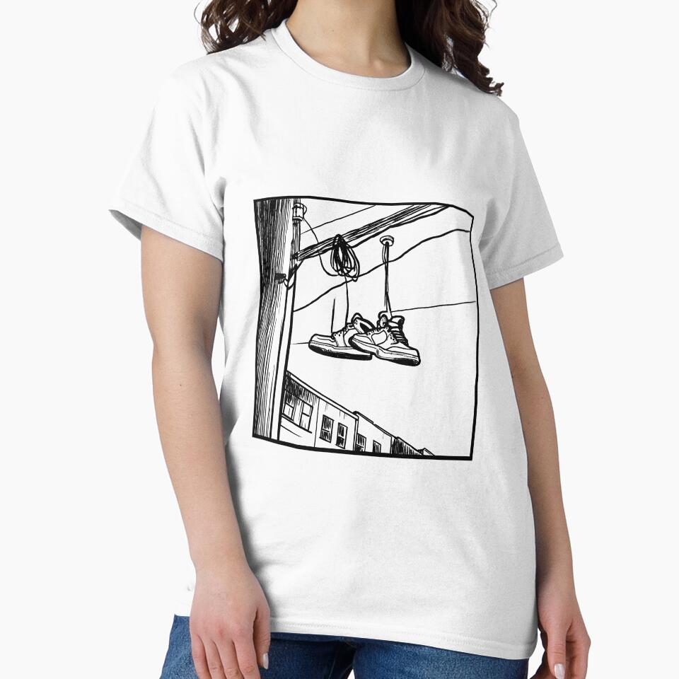 Framed Hanged Shoes Line Drawing by GeoSketchWear