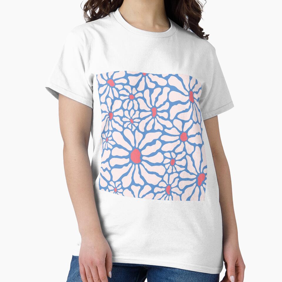 Baby blue  bloom. Retro floral pattern by ReneMagritteArt