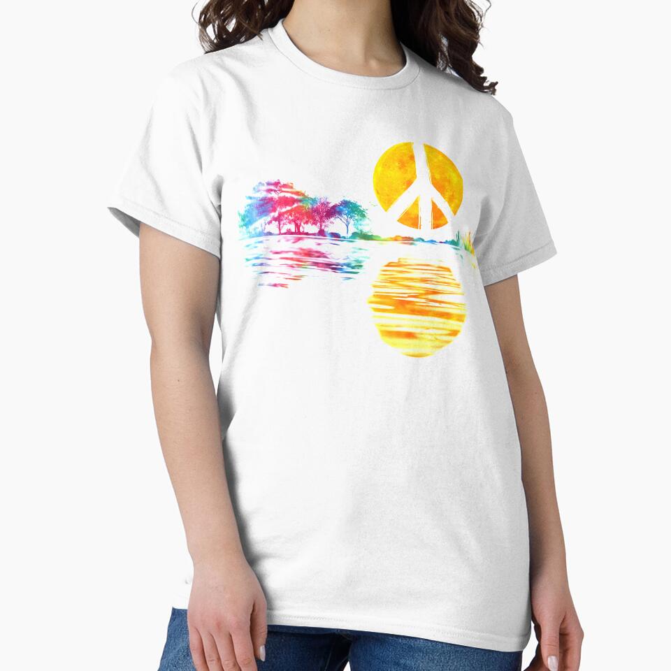 Hippie Guitar Moon I Guitarist Musician Peace Sign by Amazing Designs