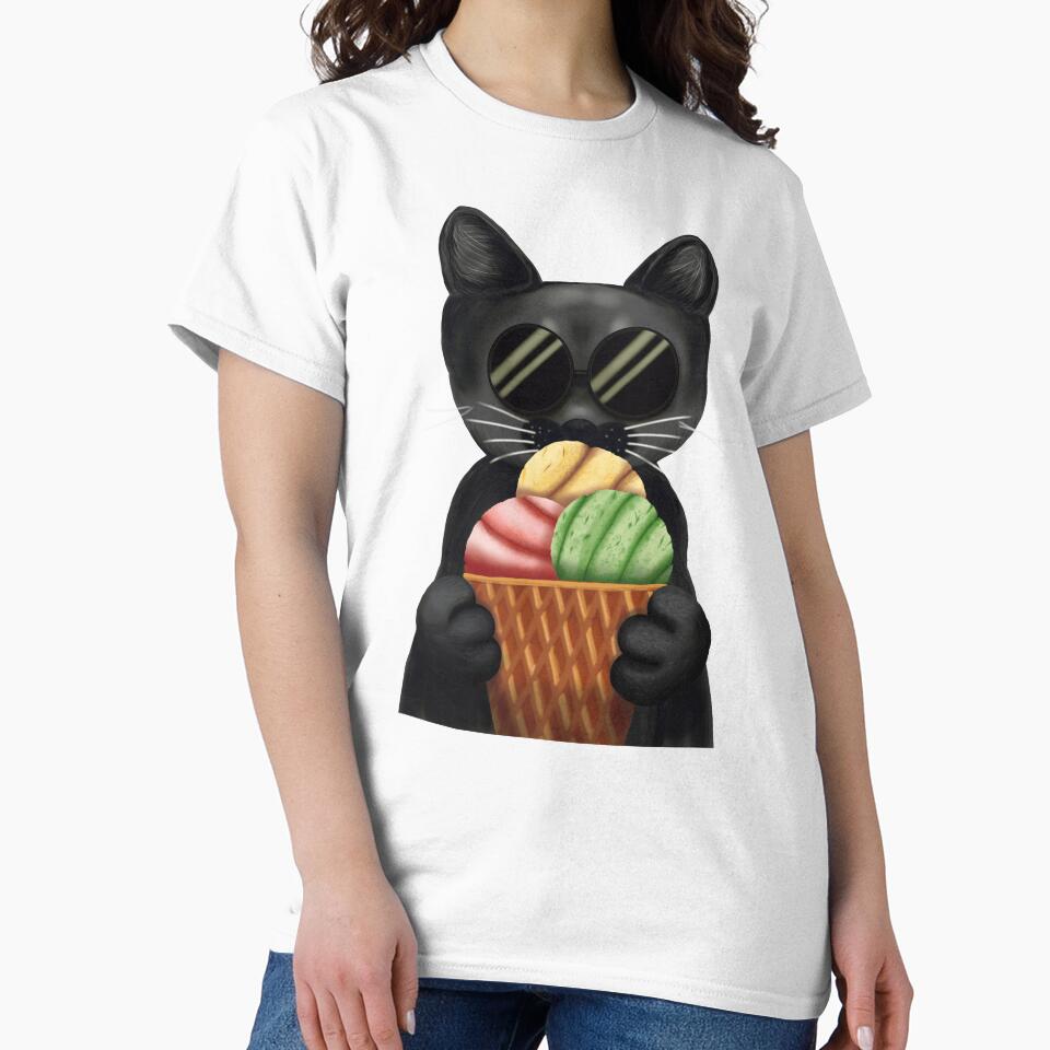 Whimsigoth Black Cat Ice Cream | Spooky Cute Café Aesthetic by More Prussian Blue