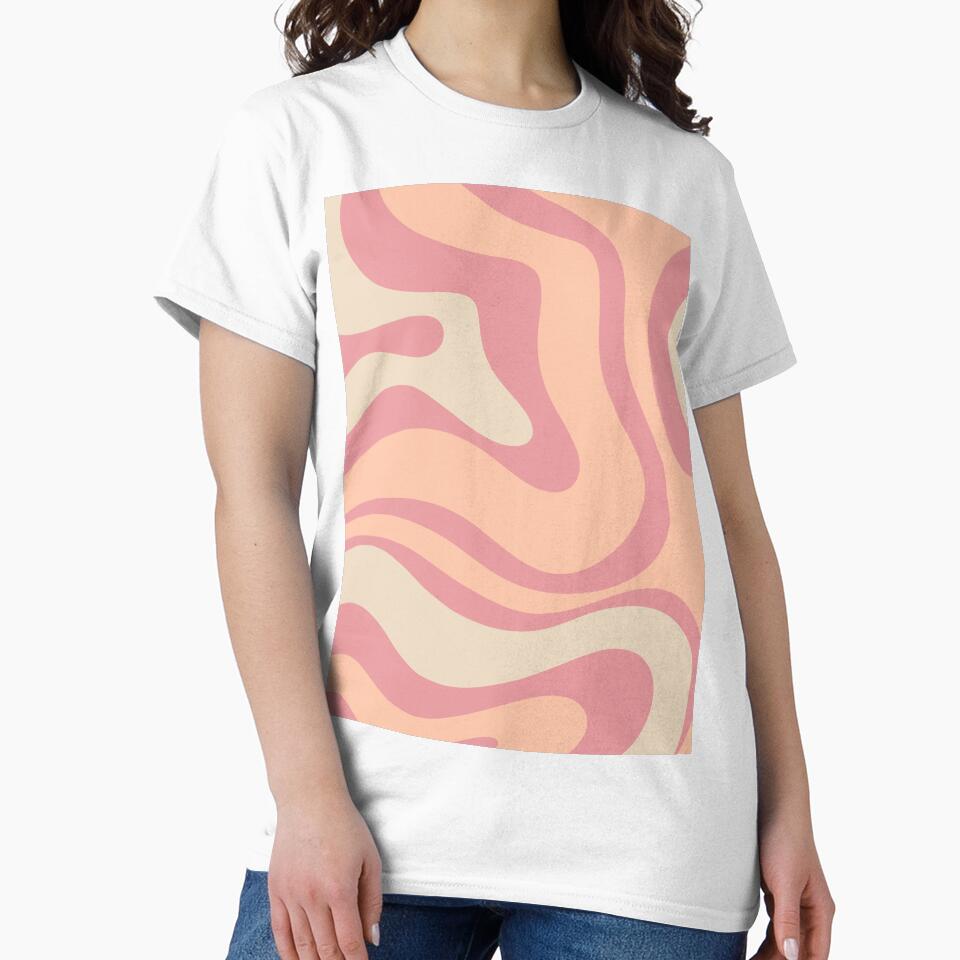 Modern Retro Liquid Swirl Abstract Pattern Square in Rose Pink and Salmon by kierkegaard