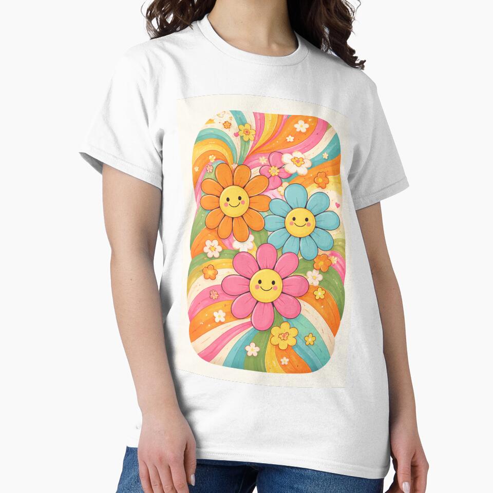 Retro Happy Flowers Pattern – Colorful 70s Groovy Aesthetic Phone Case by DrizzyV