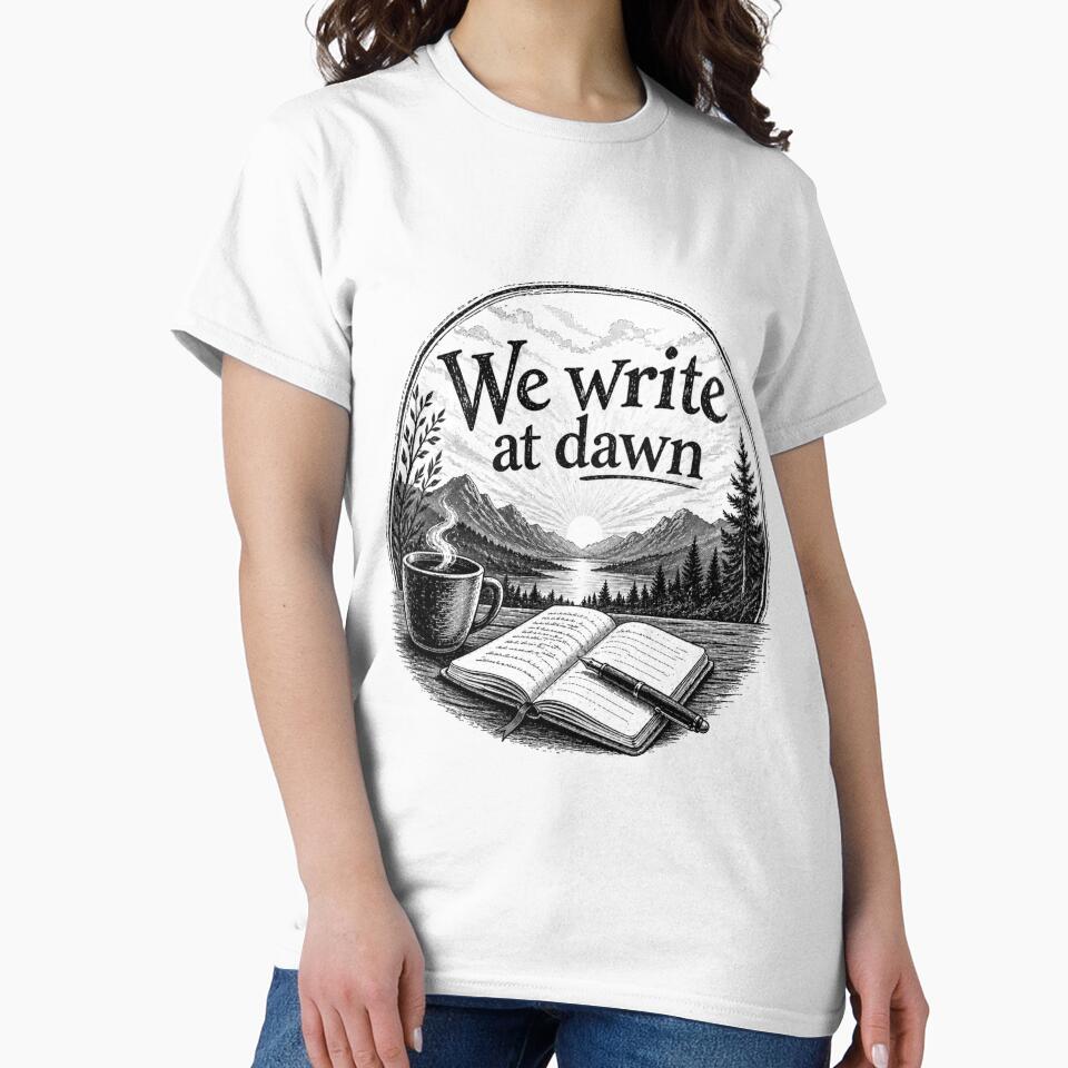 We Write at Dawn - Hills BW by WaywardWillowCo