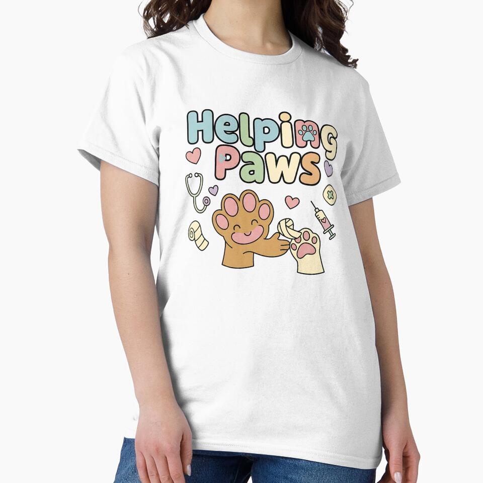 Helping Paws – Cute Veterinarian & Animal Lover Shirt by Muzgle