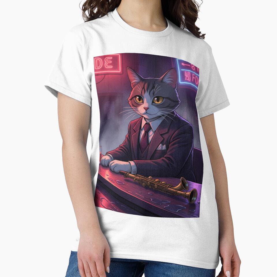 Jazz Bar Cat Lounge Retro City Cat by Neko-Doodle-co