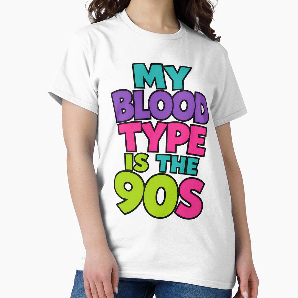 My Blood Type Is The 90s Neon Retro Vintage Design by TeeTimeTreasure