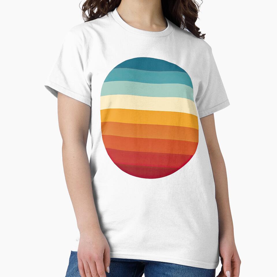 Retro Sunset Stripes Circle Design by ArtfulWeave