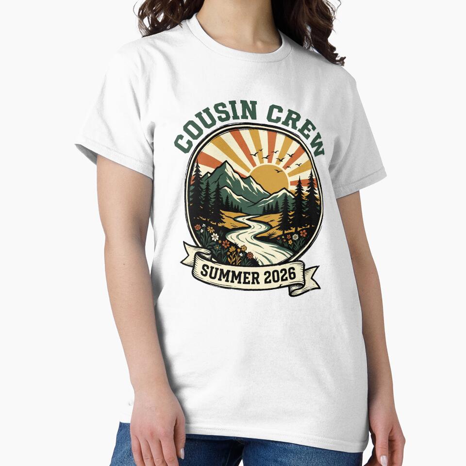 Cousin Crew Summer 2026 Funny Retro Family Vacation Squad Design by get55shirt
