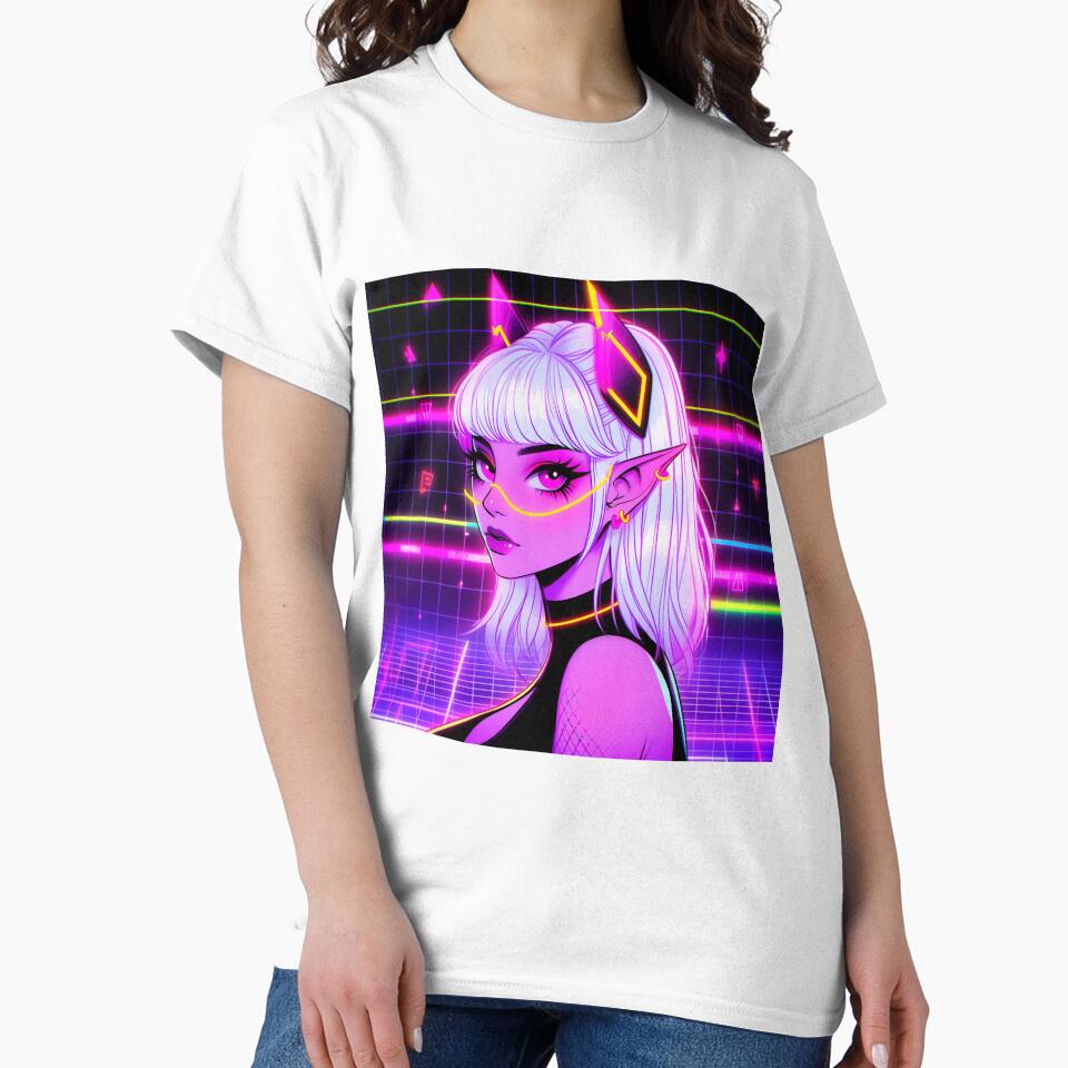 Cute Digital Neon Anime Girl by bubblegoth