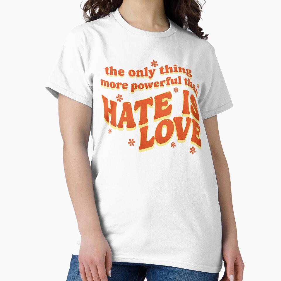 Powerful Love Over Hate Retro Groovy Typography by zzz888