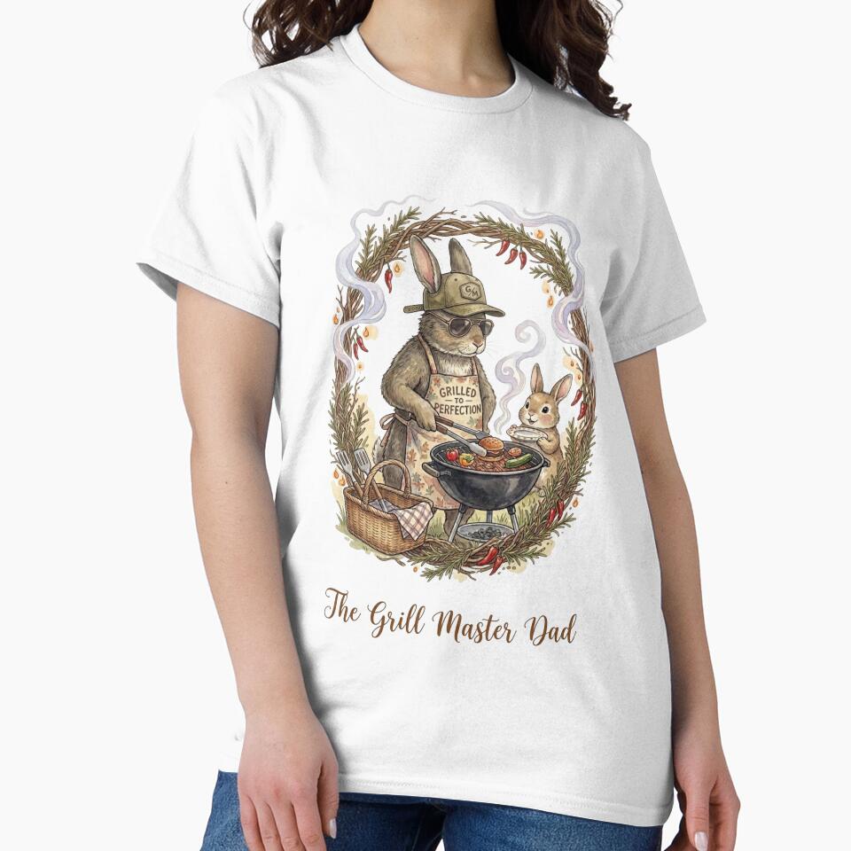 The Grill Master Dad Cute Bunny Watercolor Father's Day Gift by TatiK-Treasures