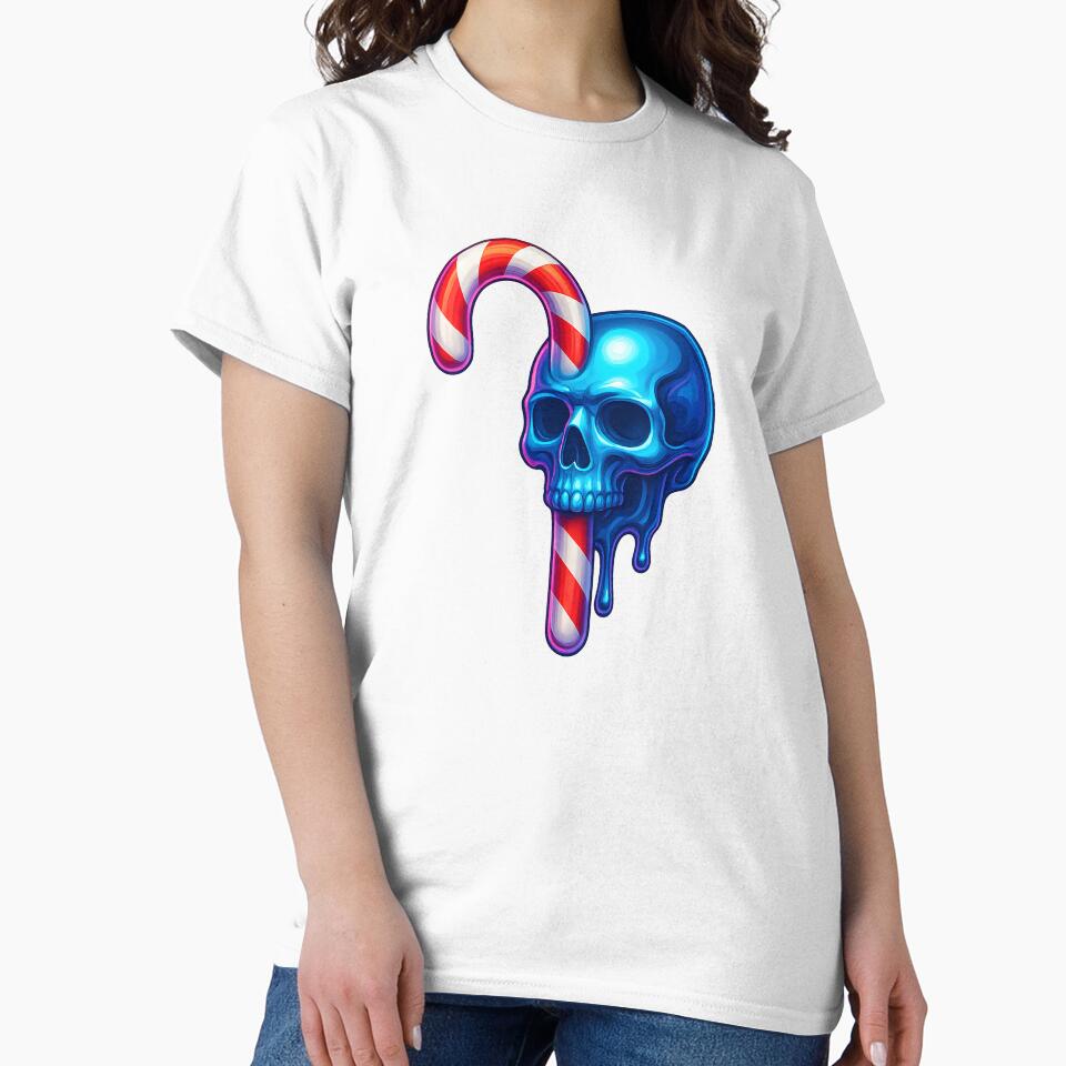 Candy Cane Skull – Neon Christmas by Savannarojas