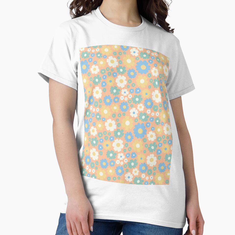 GROOVY RETRO FLOWER POWER GIRLY 70S AND 60S STYLE ORANGE by blomastudios