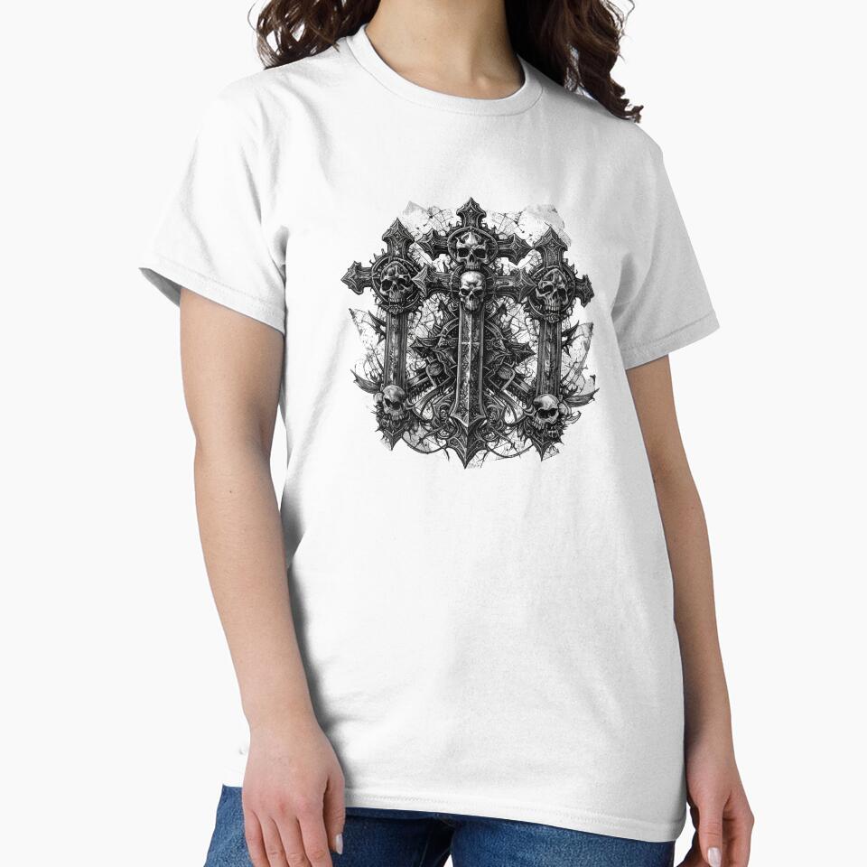 Gothic Skull Tee Shirt by Shorfin