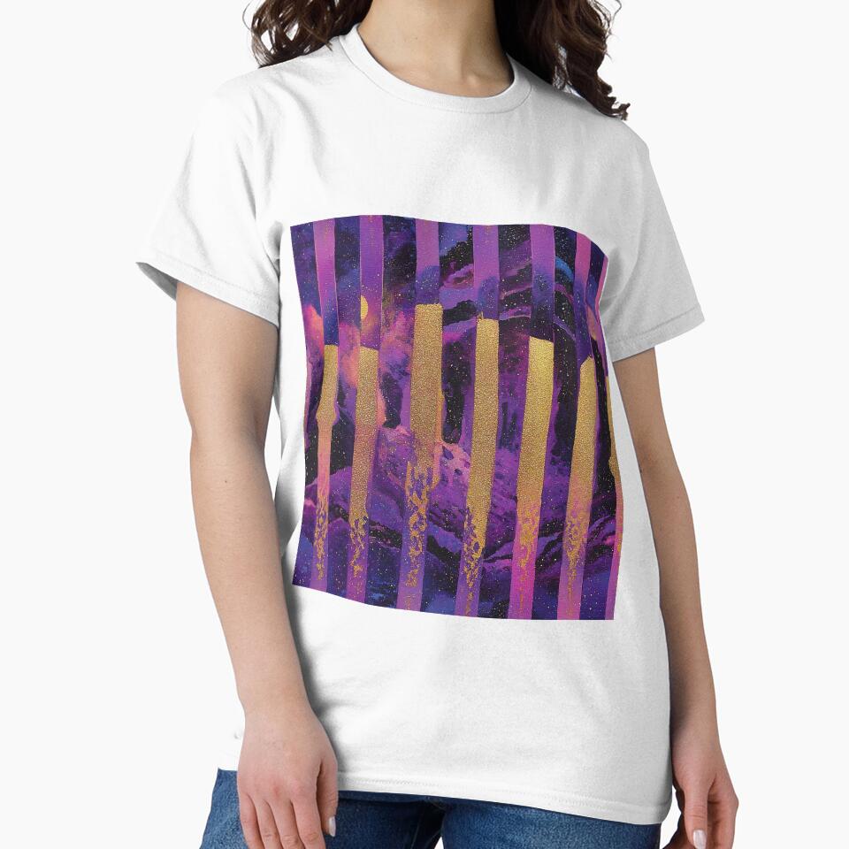 Celestial Purple Gold Stripe Pattern by bubblegoth