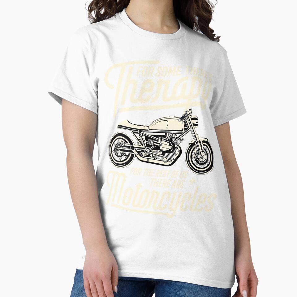Funny Motorcycle Rider Therapy - Vintage Biker 	 Short Sleeve by jimhulxn50