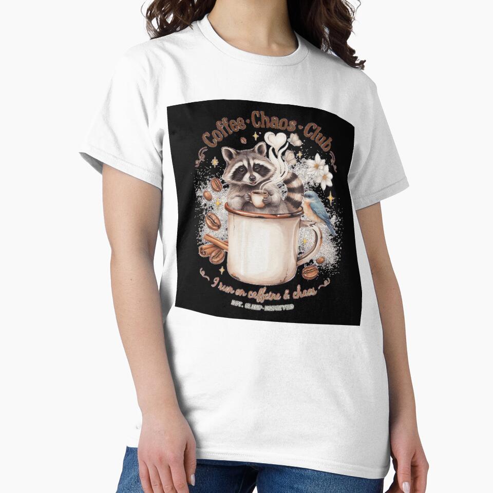 Coffee Chaos Club Cute Raccoon Running on Caffeine and Chaos Design by Kellanfrost33