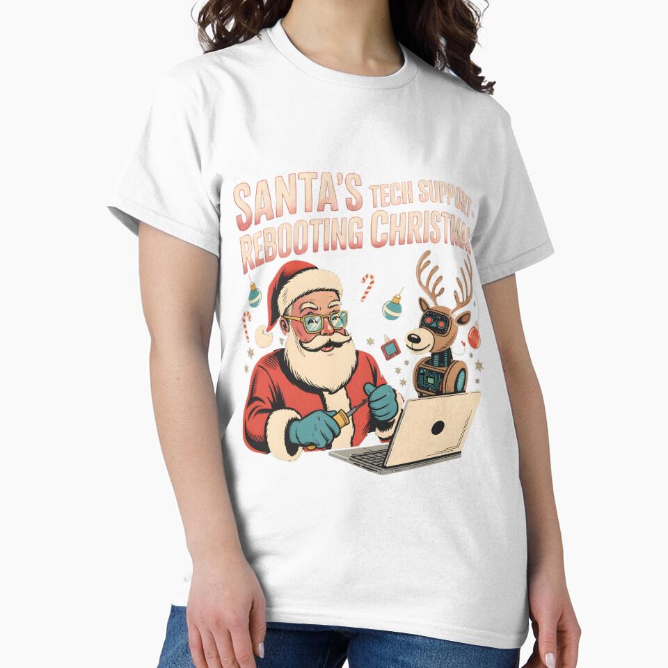 Santa's Tech Support | Funny Christmas IT Helpdesk Humor Holiday Geek Graphic for Techies & Programmersse Life Healthcare Hero Registered Nurse RN LPN Medical Professional Appreciation Gift by demiano-shirt