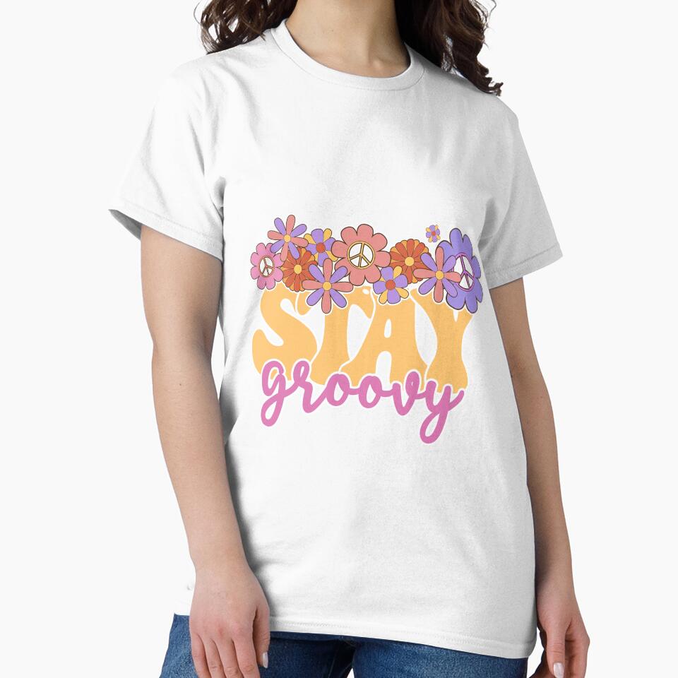 Stay Groovy Hippie Peace Sign Retro Graphic by redbubbleart18