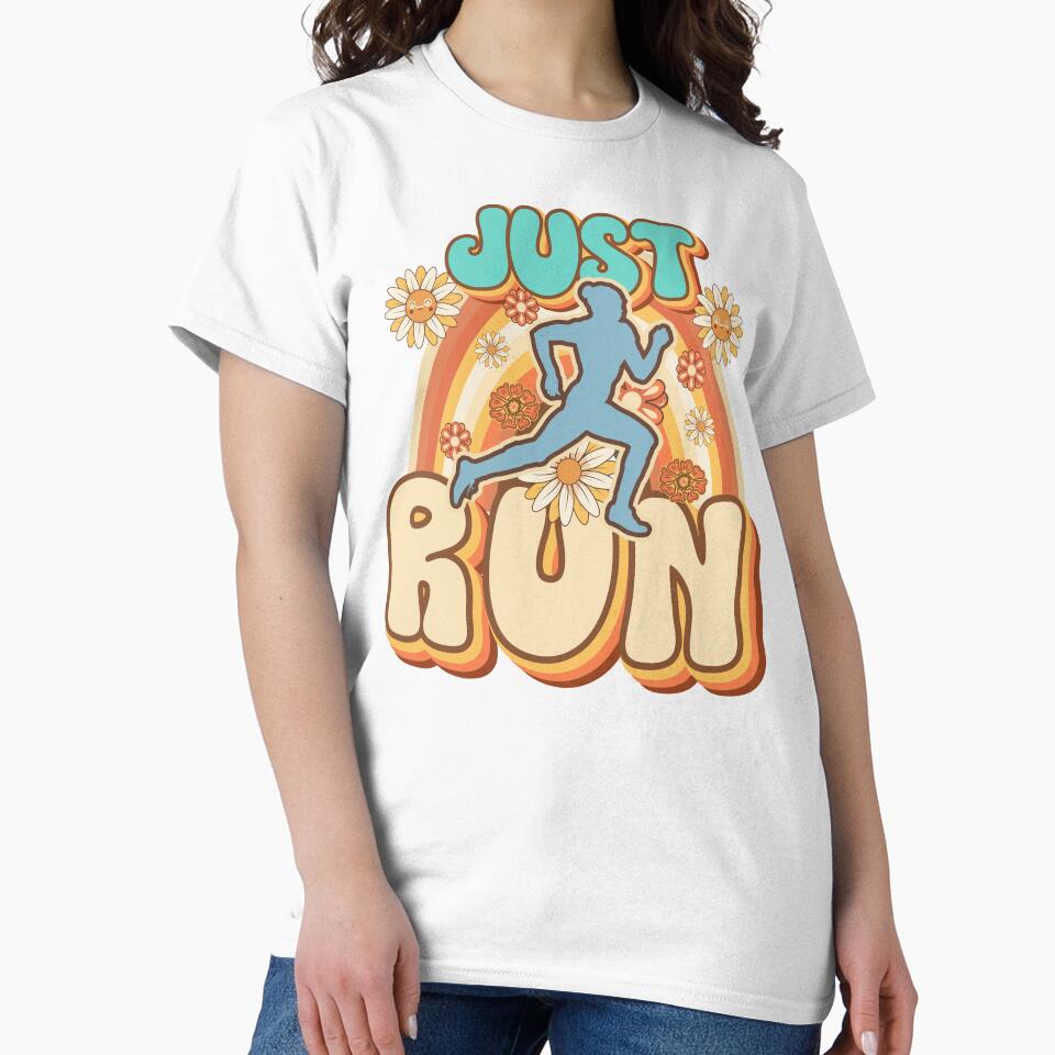 Just run Runner retro quote  gift for running Vintage floral pattern by HomeCoquette