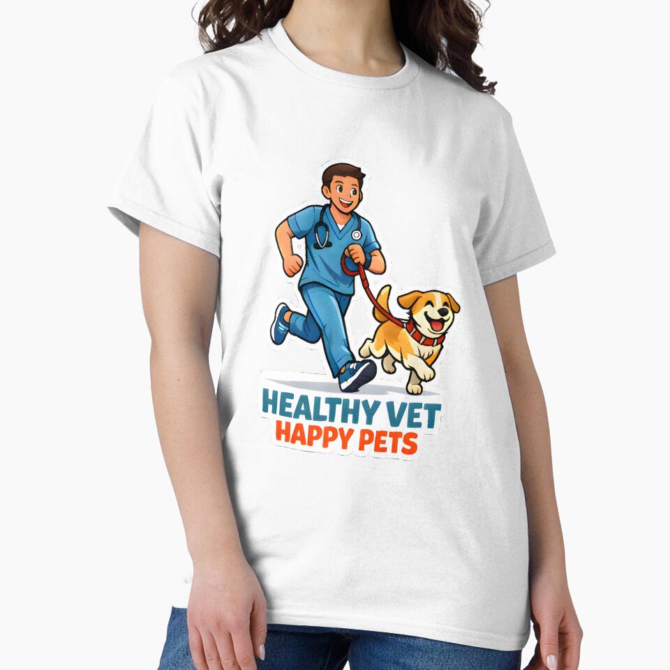 Healthy Vet Happy Pets Shirt | Veterinary Fitness Lifestyle Dog Jogging Design by Bettybee00