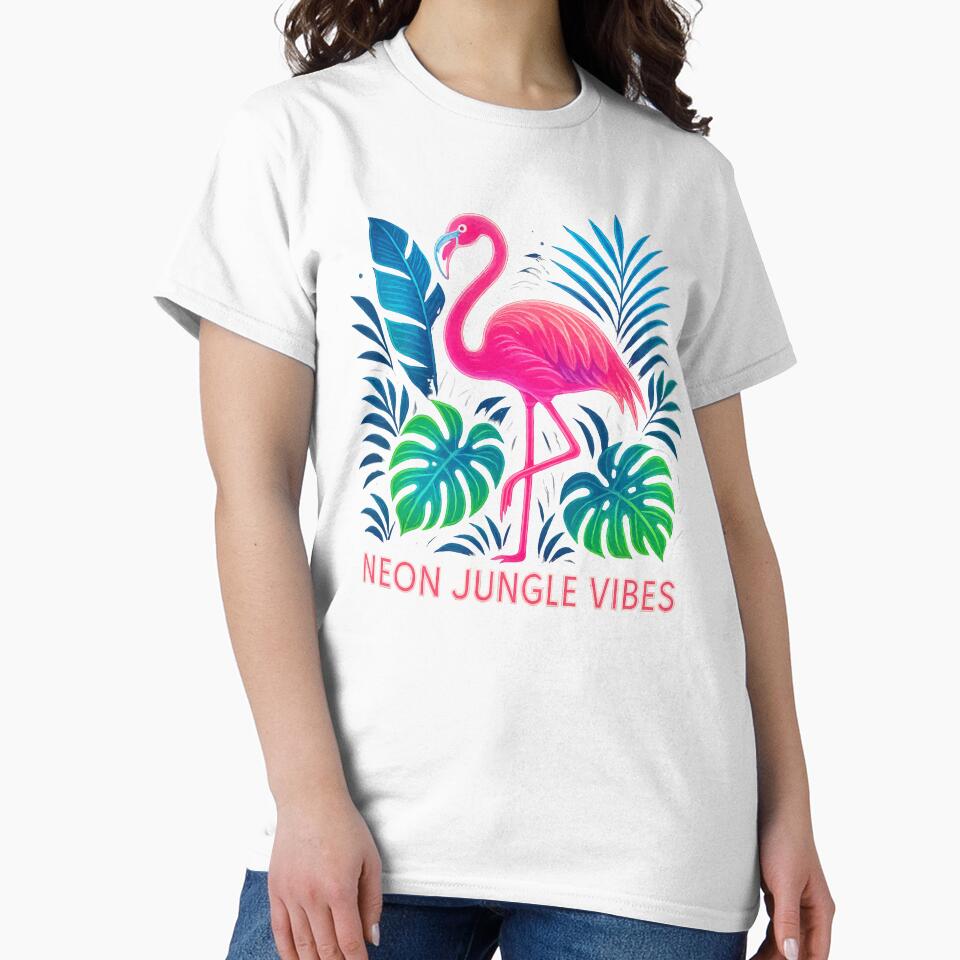 Neon Jungle Vibes – Flamingo Glow Art by xmoudx