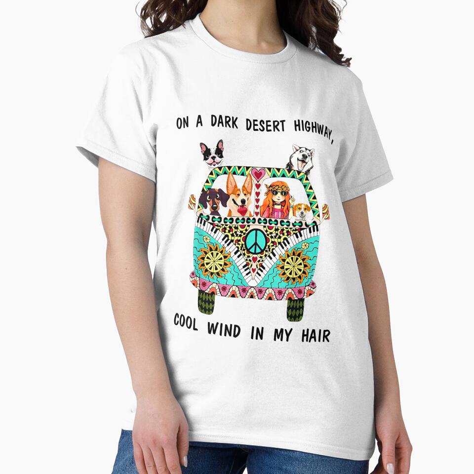 Dogs and hippie girl on a dark desert highway cool wind in my hair by PiPoPol