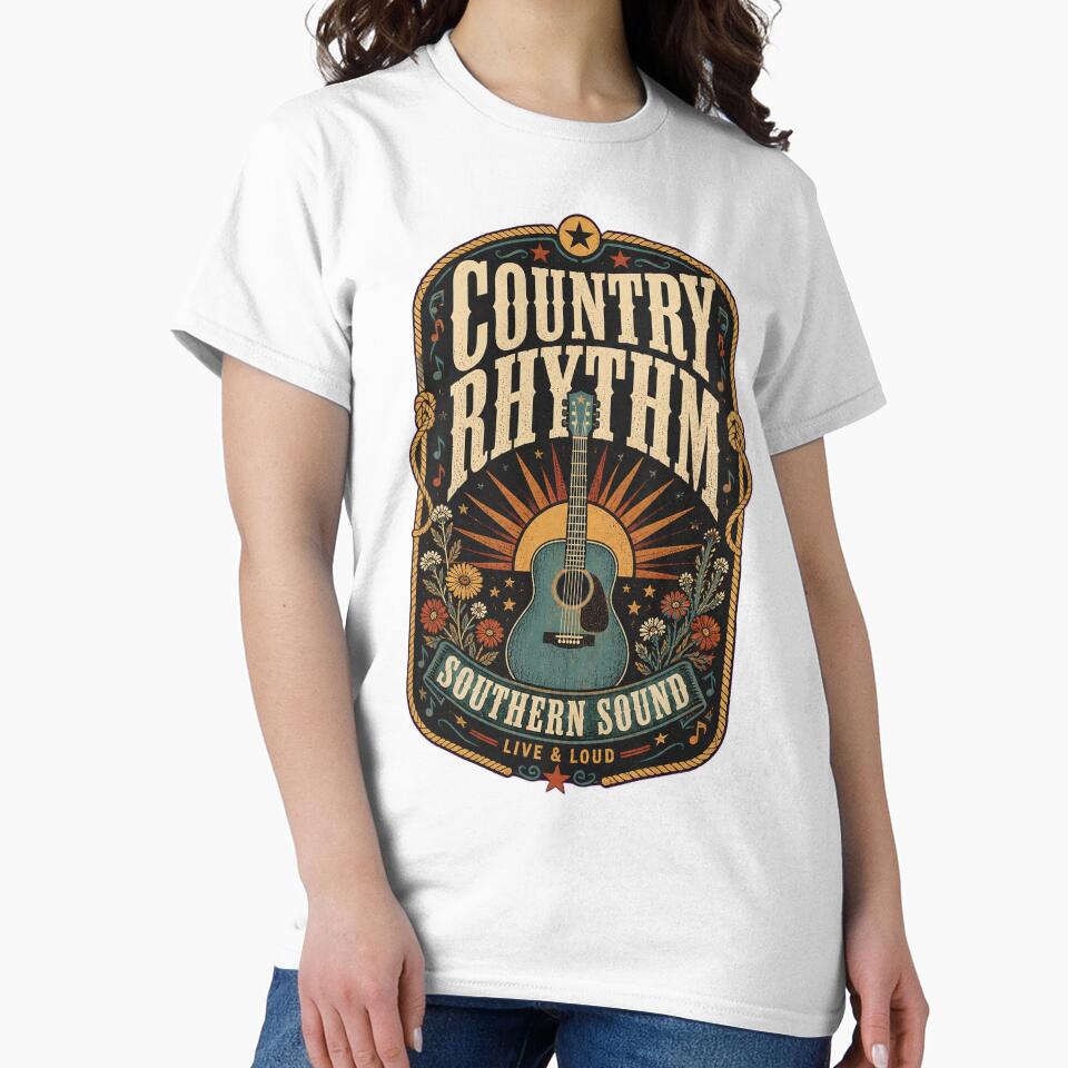 Nashville Country Music City Oversized Graphic Casual Band Short Sleeve Rock Roll Tops by Kiwno-Q