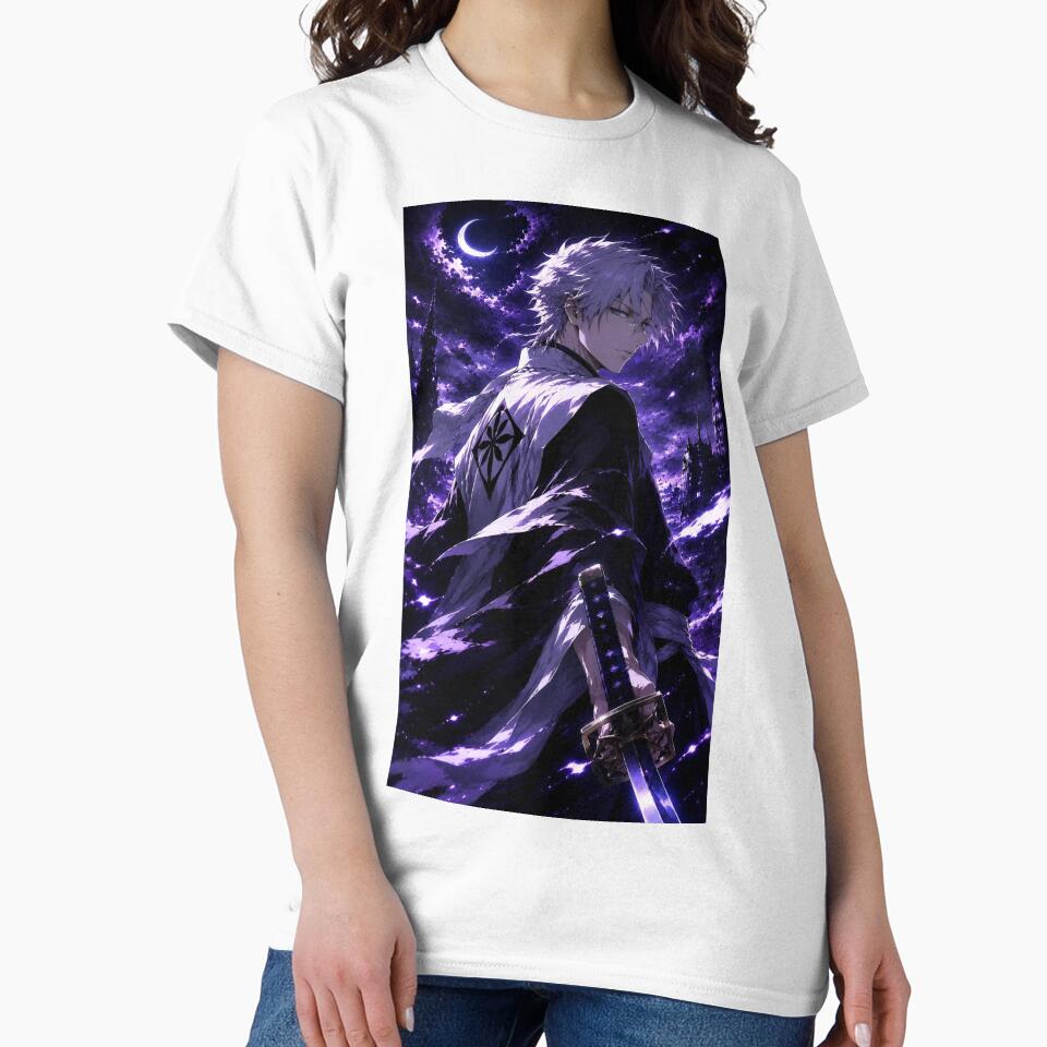 Hitsugaya Toshiro |Moonlit Soul Reaper Warrior | Dark Fantasy Katana Anime Art Purple Night Aesthetic by Dyan4