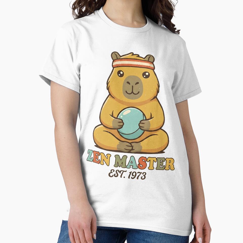 Zen Master Capybara Chill Retro 70s Style Cute Meditation Animal by dreephic22