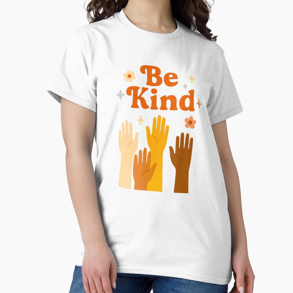 Be Kind – Retro Flat Style Hands Illustration by GinColorist
