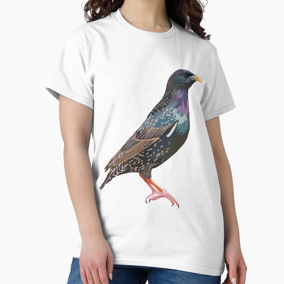 S is for Starling ,Starling – Vibrant and Social Songbird Wildlife Illustration by PrettylittlepastelUk