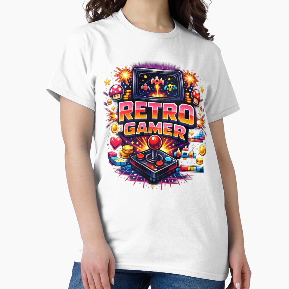 Retro Gamer Arcade Joystick Neon Gaming Nostalgia Design. by The-T-In-Retro