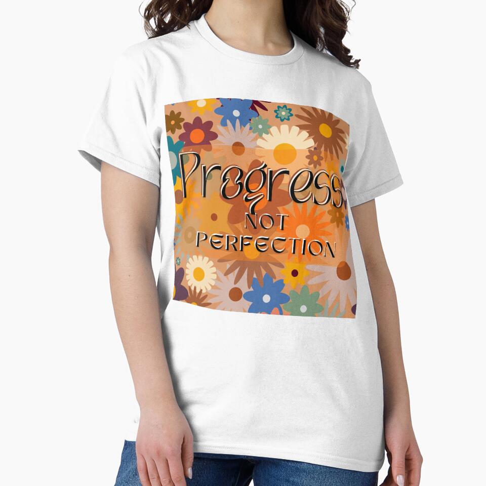 Progress Not Perfection – Retro Floral Motivational Print by Puretrendsetter
